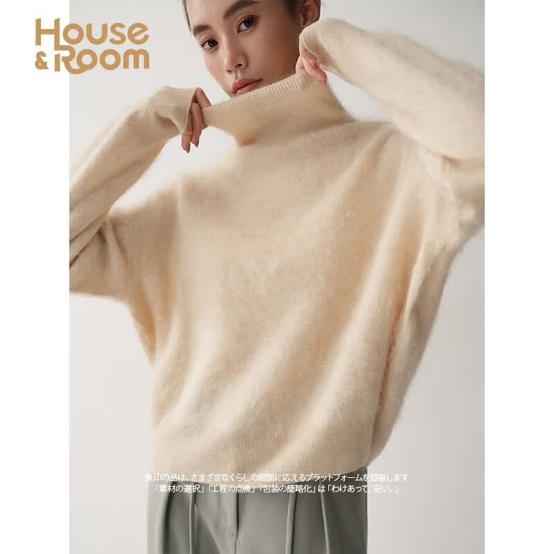 house&room羊绒衫女100%山羊绒 高领毛衣慵懒风冬款针织衫 高领-米黄 F均码_160-170属于什么档次？