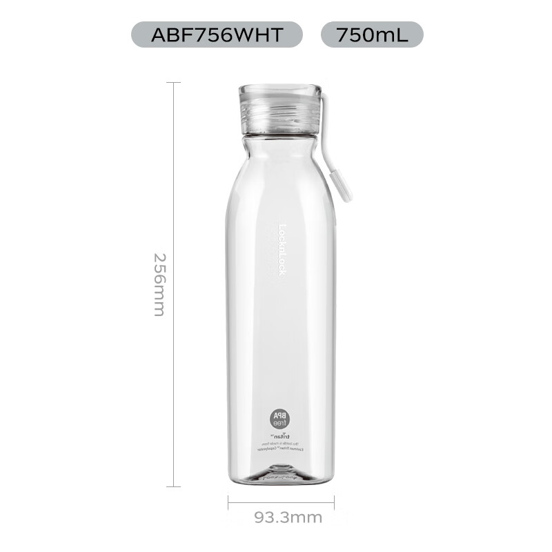 乐扣乐扣（LOCK&LOCK）ECO运动水杯便携式带提绳随手杯男女学生杯子 方形白色ABF756WHT- 750ml
