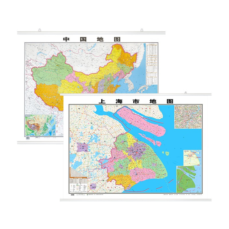 2023年中国地图挂图+分省地图 政区图 约1.1米*0.8米 中国+上海市（挂图）