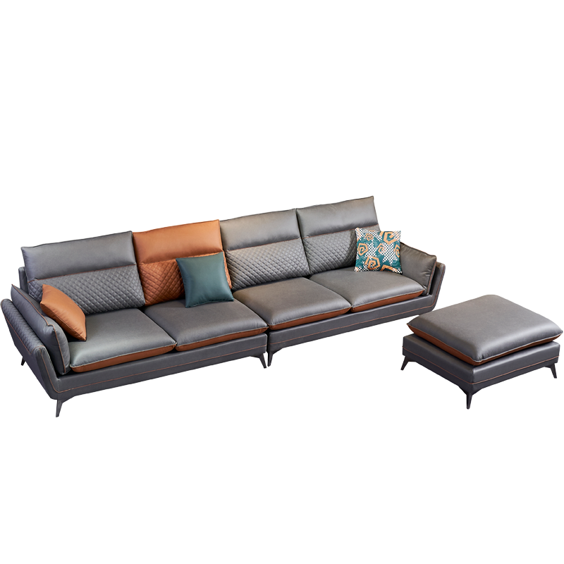 晚安现代简约科技布布艺沙发大小户型家用布沙发 灰色 1+3+踏