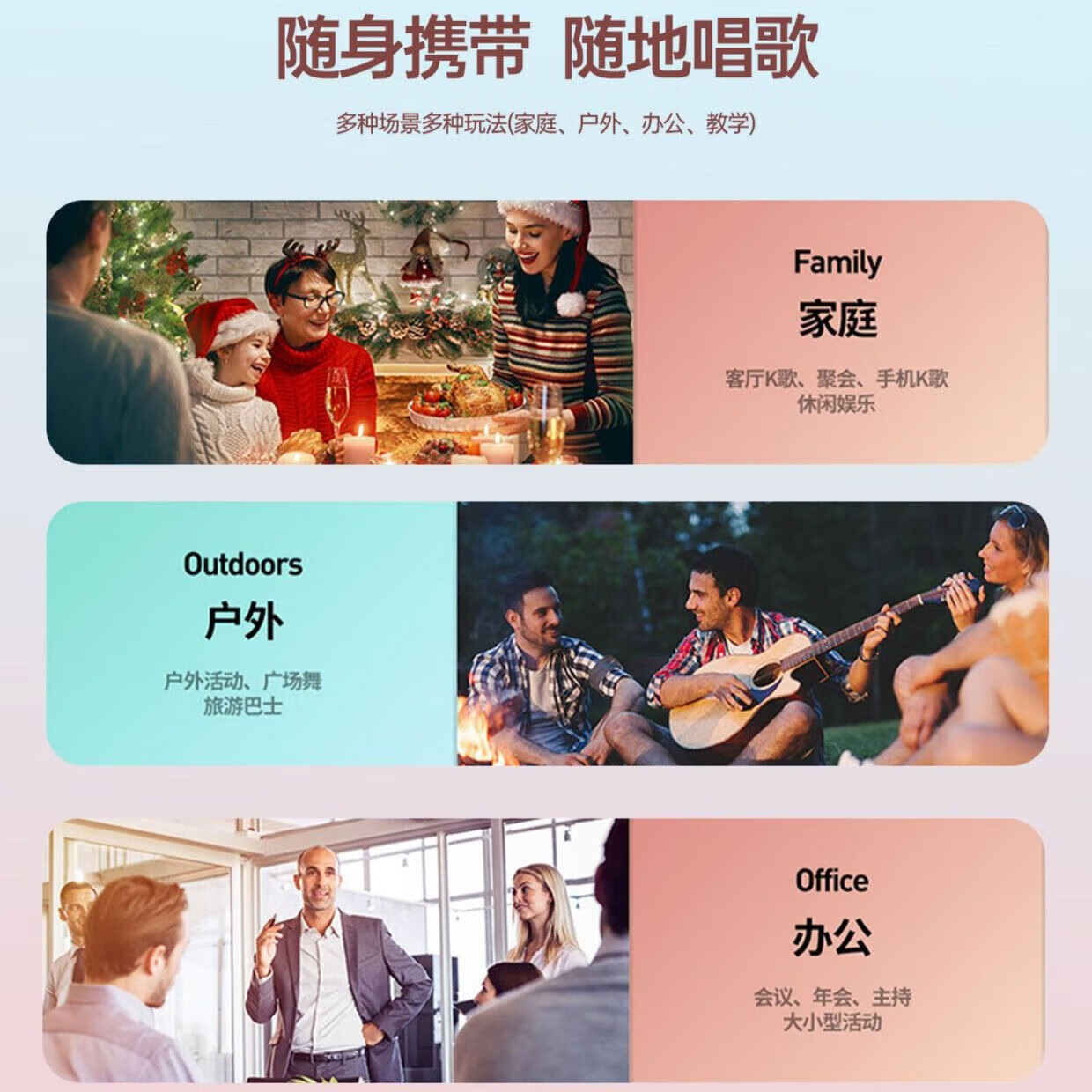 Mini无线蓝牙音响麦克风唱歌神器灯光一体机ktv家庭K歌手机通用 紫罗兰k12款+LED灯+双麦+长续航