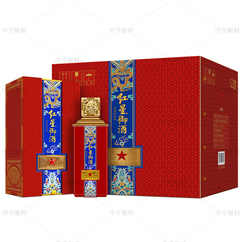 红星北京二锅头 红星御酒 清香型白酒 粮食纯粮酒 52度 500ml 6瓶