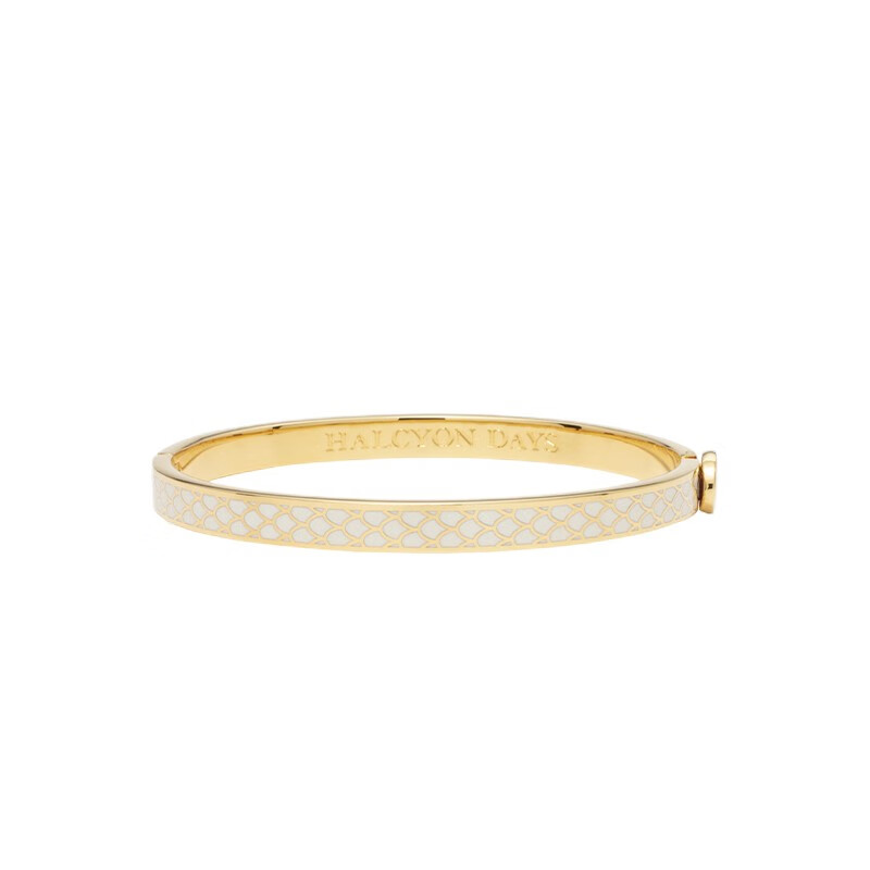 halcyon days英国绘时光鱼鳞纹铰链手镯欧式奢华高档饰品 白6mm