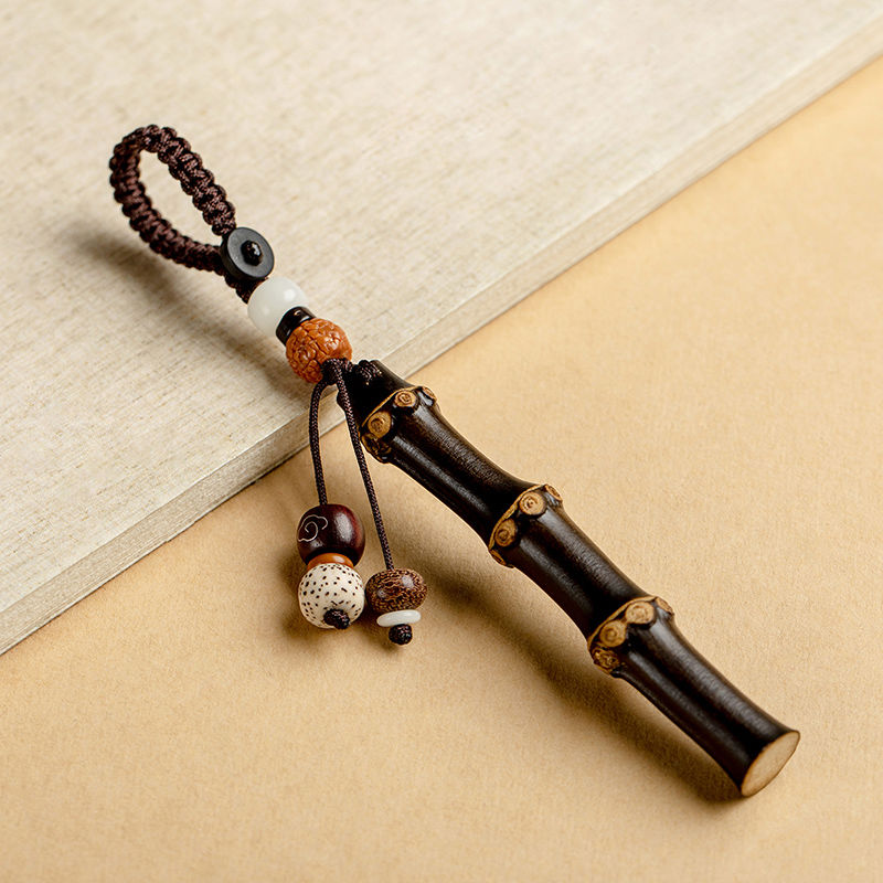 花语奇萌手把件节节高升竹节竹子平安钥匙扣手工汽车钥匙挂件 紫竹