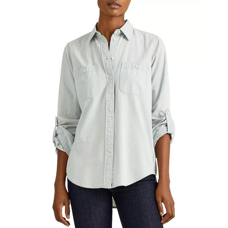 拉夫劳伦(ralph lauren)女士衬衫  relaxed roll sleeve 宽松卷袖柔软