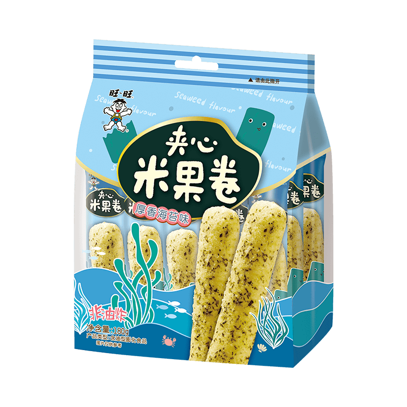 旺旺 夹心米果卷 海苔味 180g 零食 膨化食品 饼干糕点