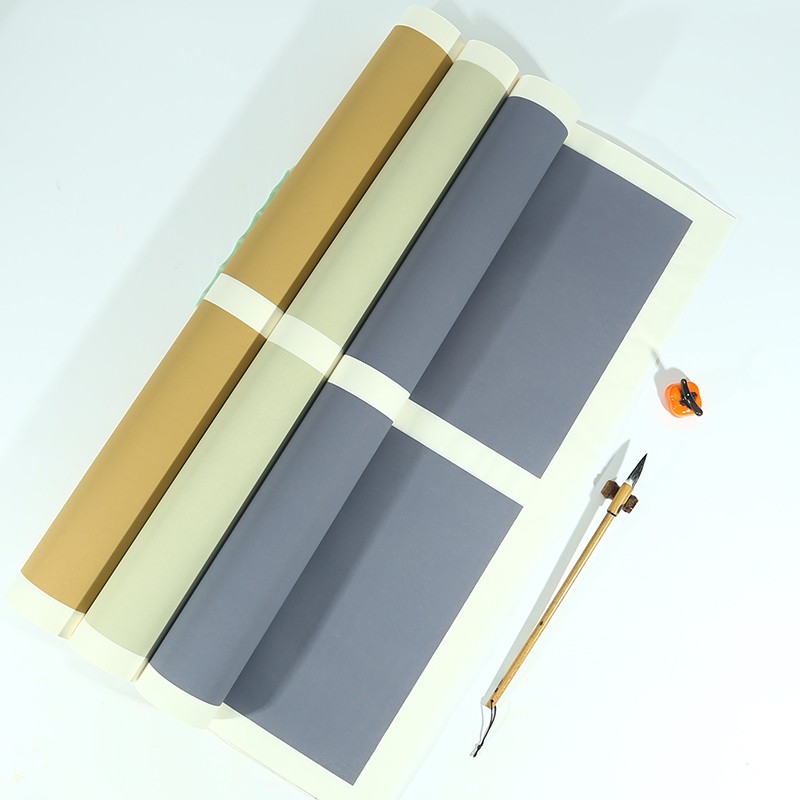 希古斋 蜡染笺宣纸书法作品纸国展比赛投稿四尺宣纸六联方格半生半熟小写意毛笔小楷行草篆隶书创作专用 仿古色（5张/包） 四尺整张：69*138厘米