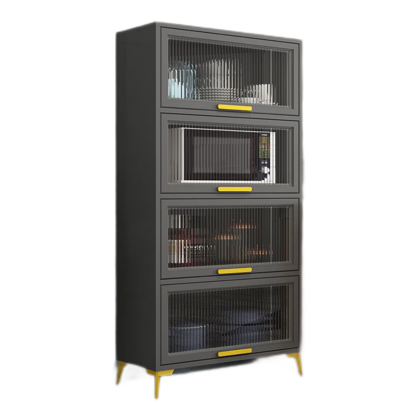 泽慕 餐边柜轻奢酒柜客厅现代简约边柜子储物柜靠墙碗柜厨房置物柜 灰两层柜体长60*宽40.3*高90 包安装