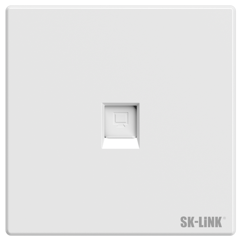 SK-LINK 单口网络面板 86型电脑插座网口面板 电话网络模块通用超五类六类七类信息模块暗装白色 SK-MB1S-WT