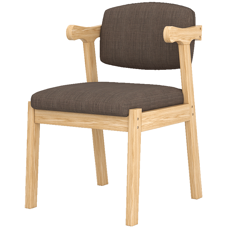 宜造 餐椅简约家用靠背椅餐厅椅小户型书房卧室椅实木吃饭椅子 咖啡色+原木色 49*51*76cm