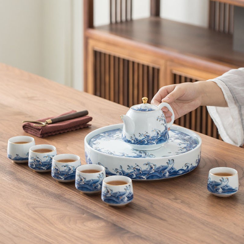 茶具套装家用客厅陶瓷小套茶壶茶杯送礼礼盒带茶盘 四海承风茶具套装