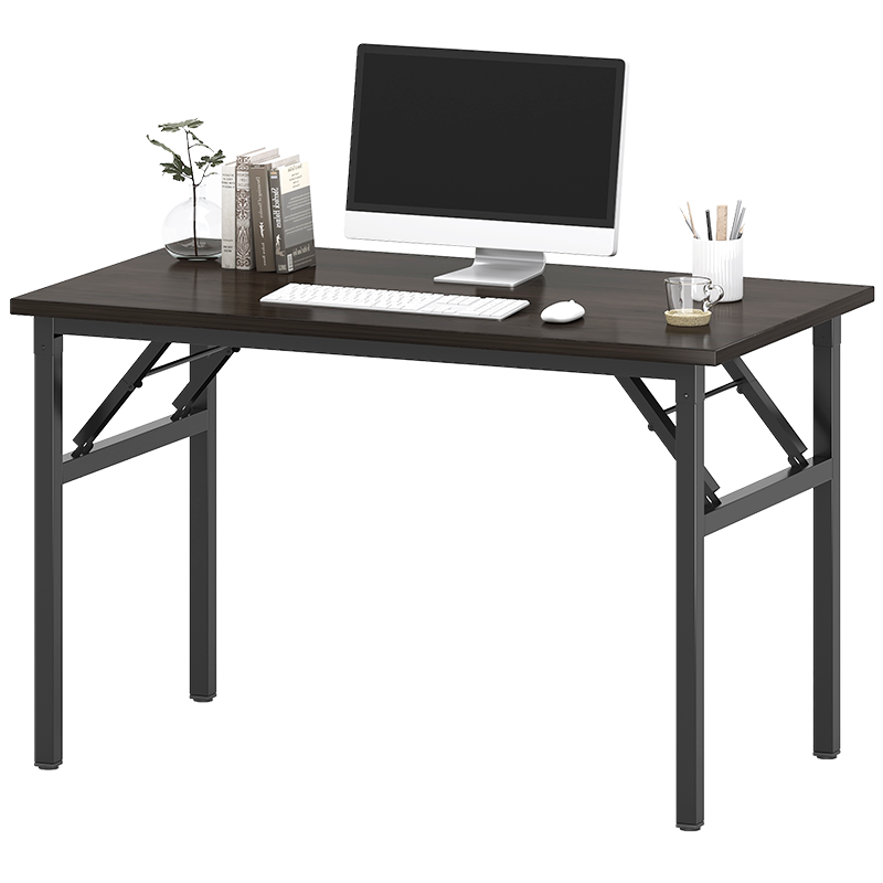 米客米家 电脑桌台式可折叠书桌简易卧室学生写字桌简约免装经济型租房桌子 黑胡桃色100*50*75cm