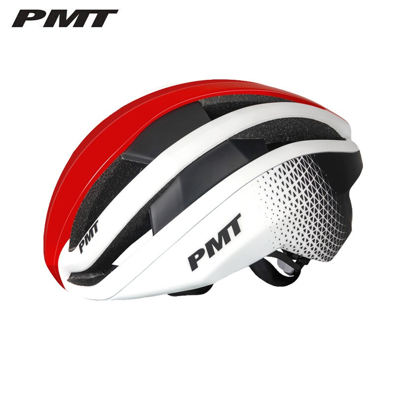 PMT气动头盔男女公路车自行车头盔山地车安全帽子一体成型骑行装备普迪 白红M码