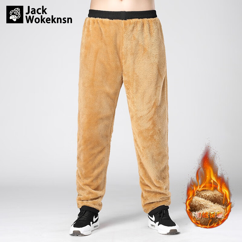 JACK WOKEKNSN狼爪云户外冲锋裤男防水防风软壳抓绒加绒加厚防寒滑雪登山战术裤 987加绒黑色 XL