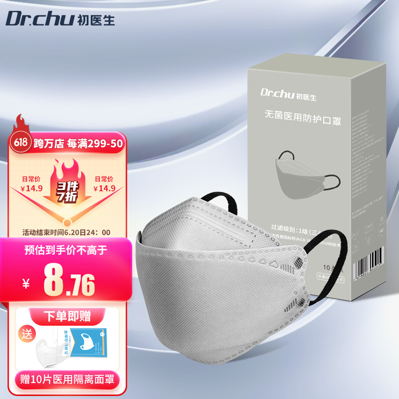 初医生品牌口罩价格走势稳定可靠,材质优良过滤效率高舒适性佳