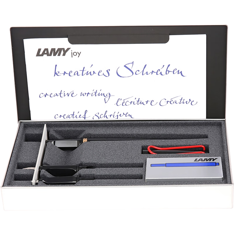 凌美(LAMY)钢笔美工笔墨水笔 JOY喜悦系列 红夹黑杆美工绘画笔套装 1.1mm 1.5mm 1.9mm 德国进口