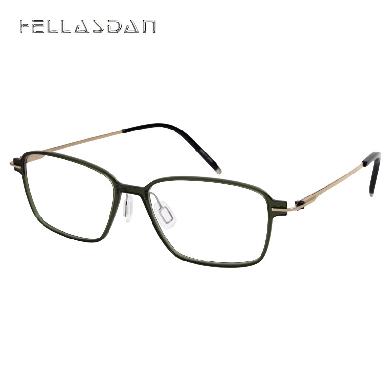 HELLASDAN华尔诗丹 日本进口 简约时尚系列光学镜架 女款全框眼镜架 H4012 001 绿色+金色 53mm