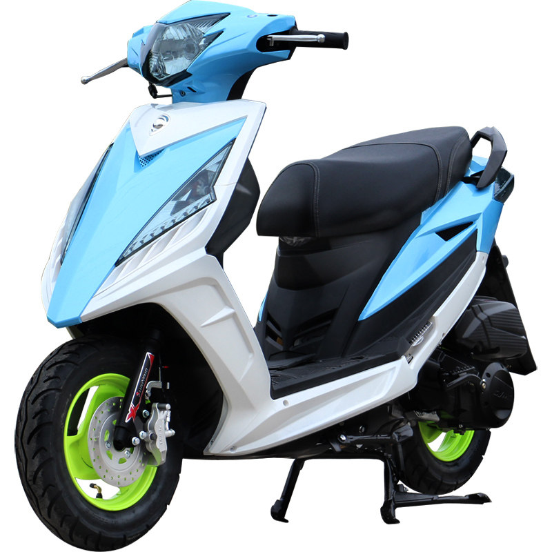 战速鬼火摩托车 125cc燃油国四款鬼火踏板车可上牌外卖车跑车 蓝白色