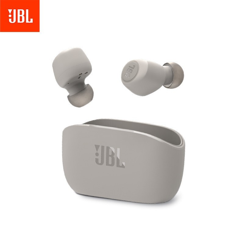 JBL W100TWS 真无线蓝牙耳机入耳式清晰通话运动迷你智能触控音乐耳机双耳传输轻量化简约设计 摩登灰 内置高品质麦克风 荣获21年舒适贴合红点奖