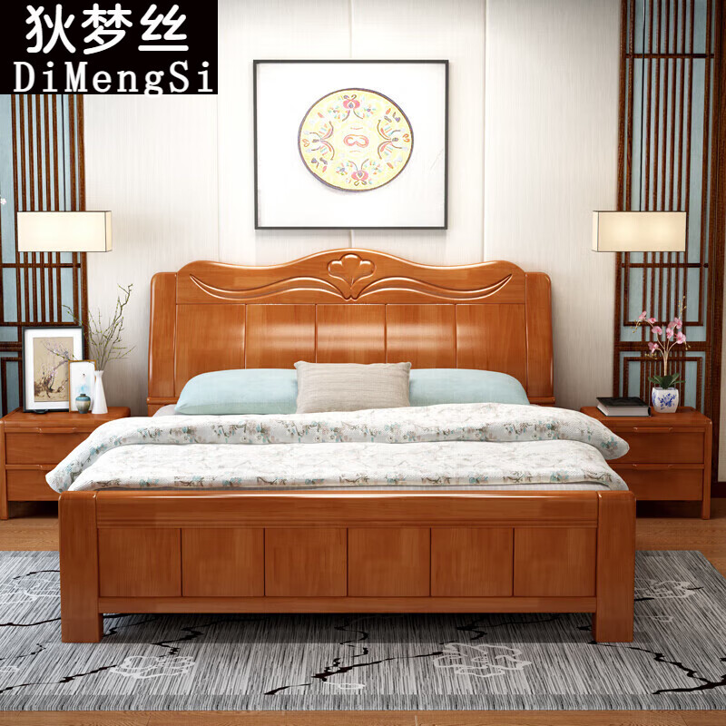 狄夢絲橡木實木床雙人床1米8現(xiàn)代簡約木頭床1.5儲物大床200x220工廠直發(fā) 單床(顏色聯(lián)系客服) 1500mm*1900mm 框架結(jié)構(gòu)