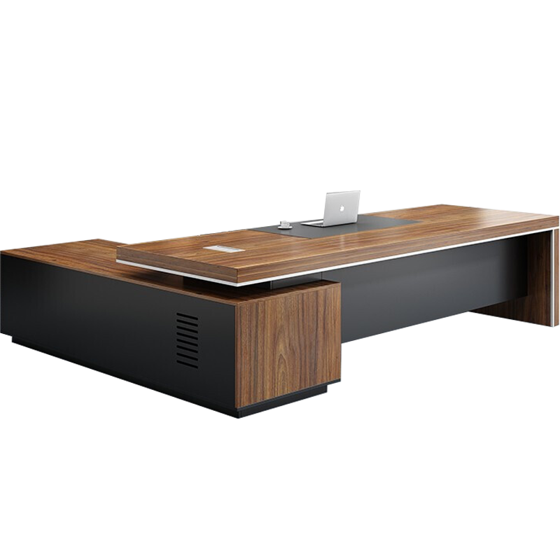 安美诚老板桌椅组合总裁桌简约现代大班台主管桌办公家具老板办公桌2.0*0.8米【含侧柜不含椅】