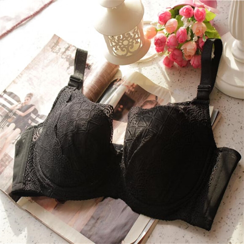 全罩杯胸罩胖mm薄款全罩杯透气舒适胸罩内衣大罩杯75-110bc 黑色 75b