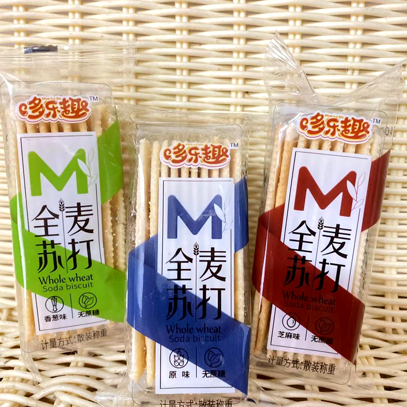 多乐趣（DUOLEQU）全麦苏打  500g/包 香葱芝麻原味无蔗糖梳打饼干零食 原味 500g