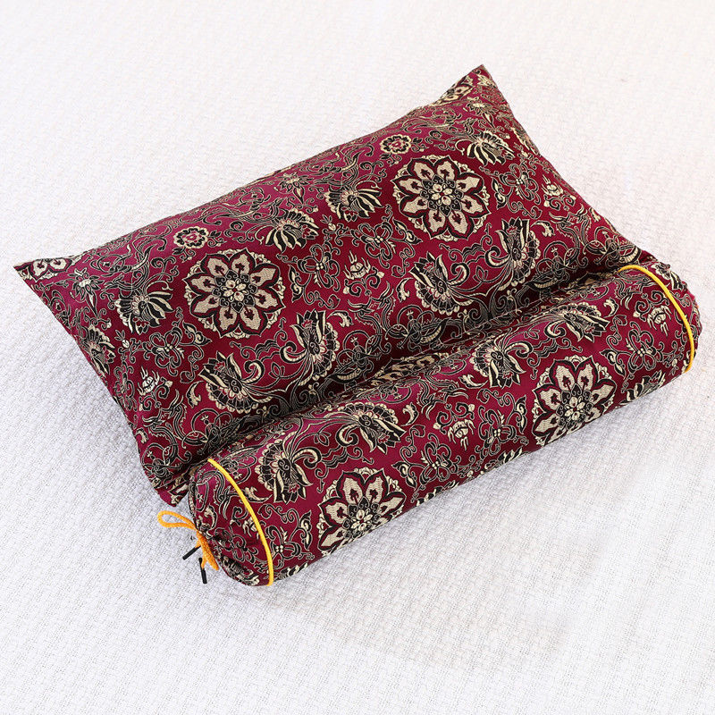 流彗颈椎反弓专用枕头荞麦全荞麦壳颈椎枕单人睡觉护颈小枕头圆柱 紫