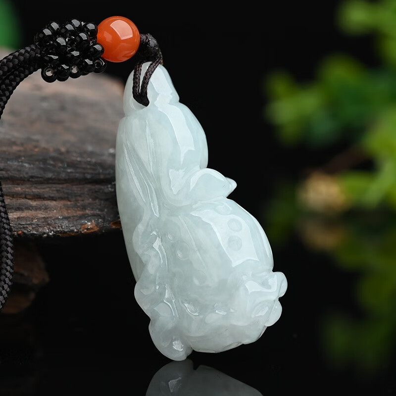 暗杠翡翠白菜吊坠 a货玉石挂件冰种玉石男士挂件女款玉坠附证书 为玉