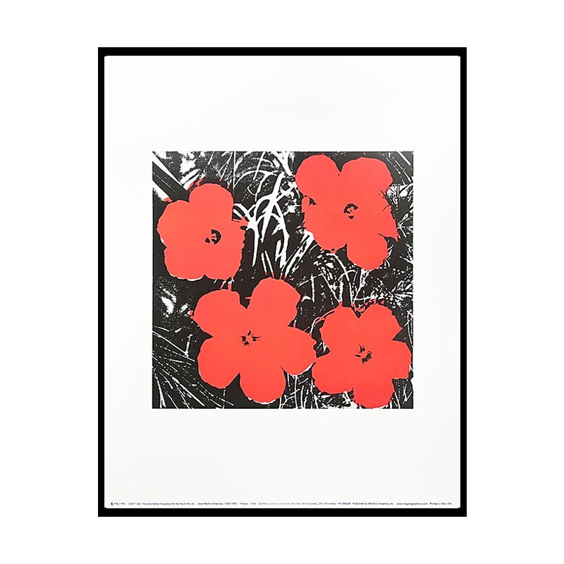 三为(sunwayart) 安迪·沃霍尔 red flowers特质艺术海报花朵客厅装饰