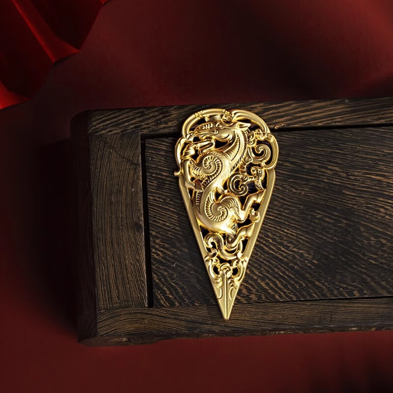 好客山东山东博物馆文创鎏金铜当卢冰箱贴徽章两用旅游周边文创纪念品礼品 鎏金铜当卢冰箱贴