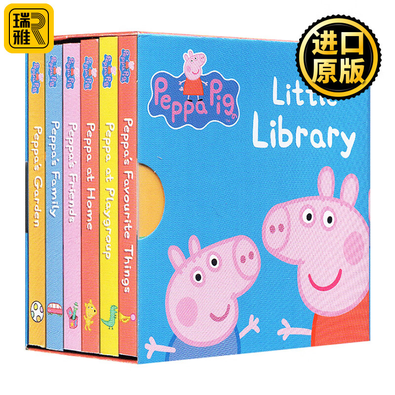 英文原版 小猪佩奇 6册 Peppa Pig little Library 手掌纸板书 粉红猪小妹 儿童启蒙认知小小图书馆 英语绘本 睡前故事书 儿童启蒙绘本 进口原版英语书籍畅销书
