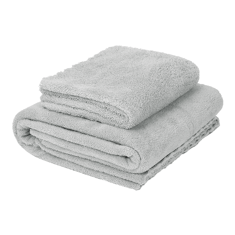 生活无忧（lattliv）浴巾毛巾套装 1毛巾+1浴巾组合装 柔软吸水毛巾大号浴巾裹巾 灰色