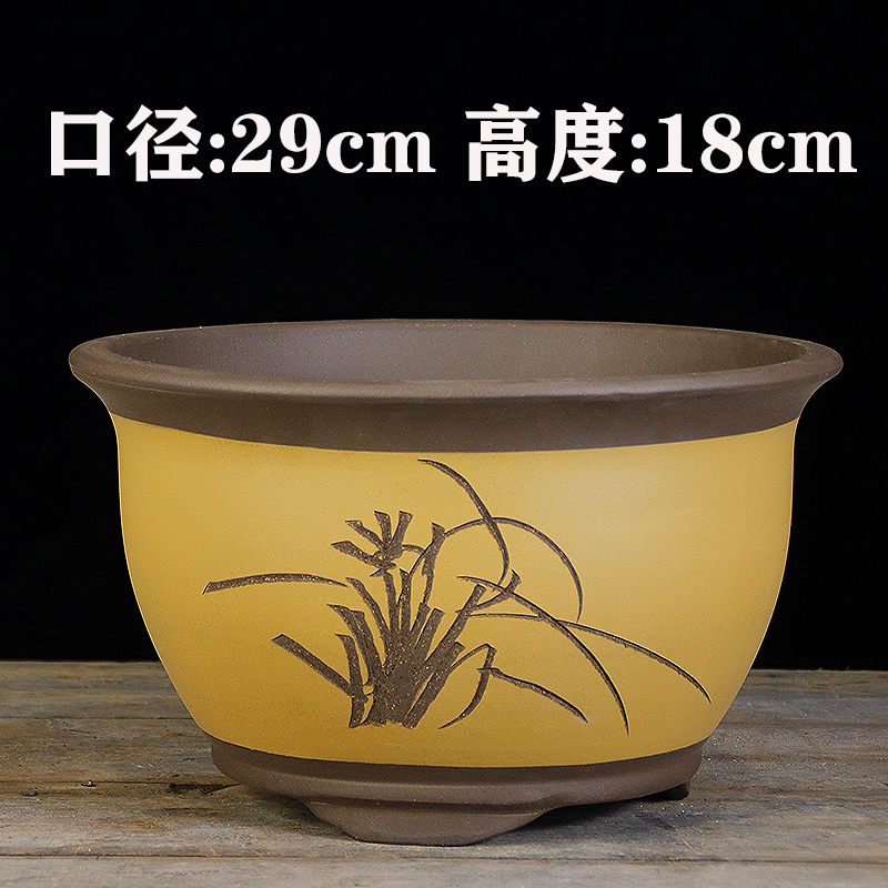 号陶瓷陶盆花瓶 三角黄色特大号一个 紫砂特大号厂家直销透气耐用花盆