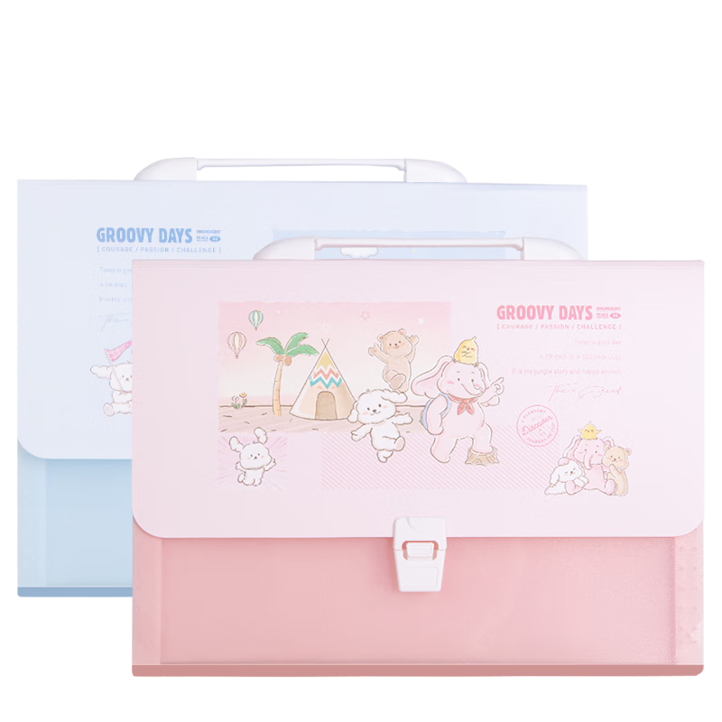 得力(deli)A4/13格风琴包 文件资料手提包 文件框资料册收纳夹 试卷票据资料收纳册 文件保护  混色随机PM302