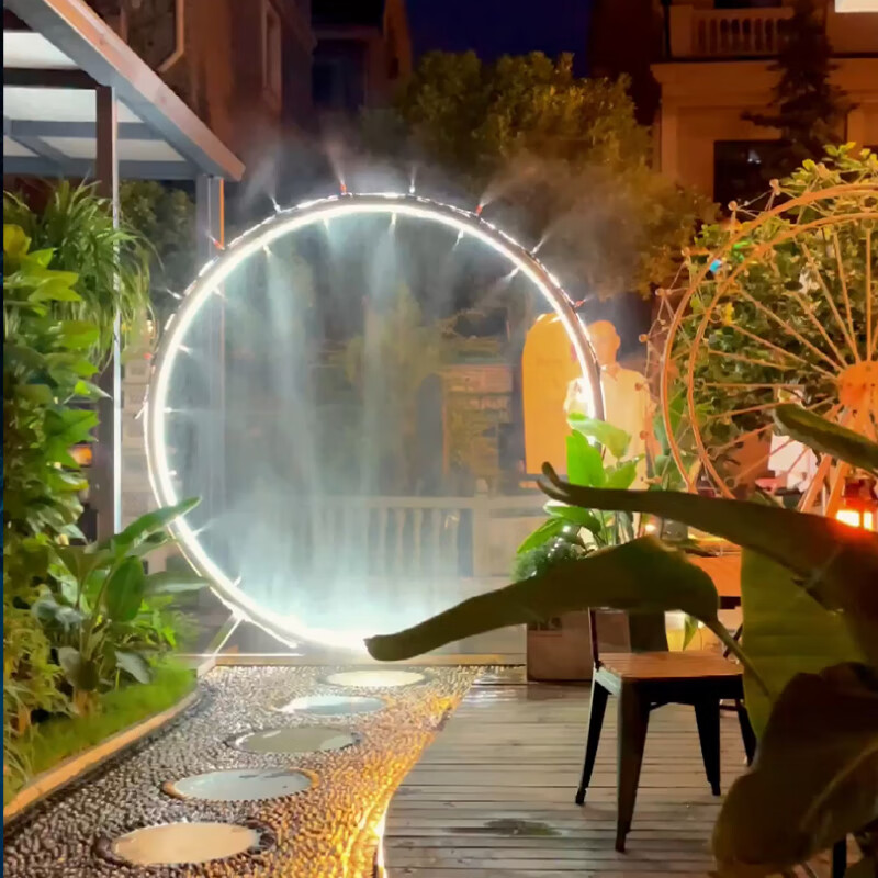 山头林村 水雾门网红打卡 网红水雾门喷雾园林造景区雾化发光打卡互动