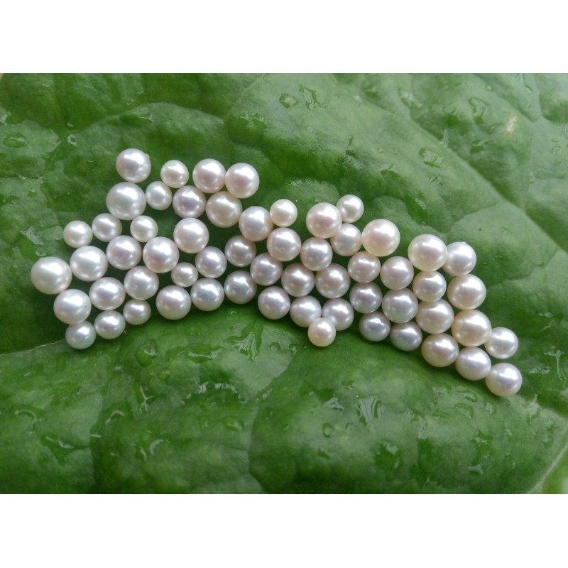 牧思 diy珍珠项链手链 圆强光微瑕 天然淡水小珍珠散 颗粒 单颗 珍珠