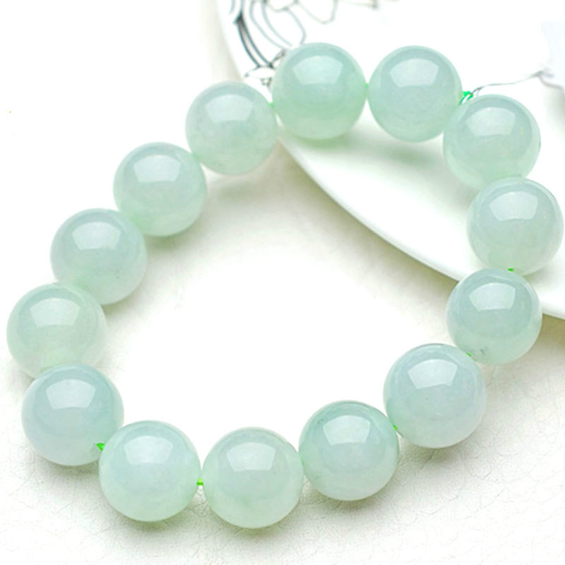 御漪 翡翠男士手串冰糯种高档文玩淡绿色玉佛珠圆珠玉石手链520礼物