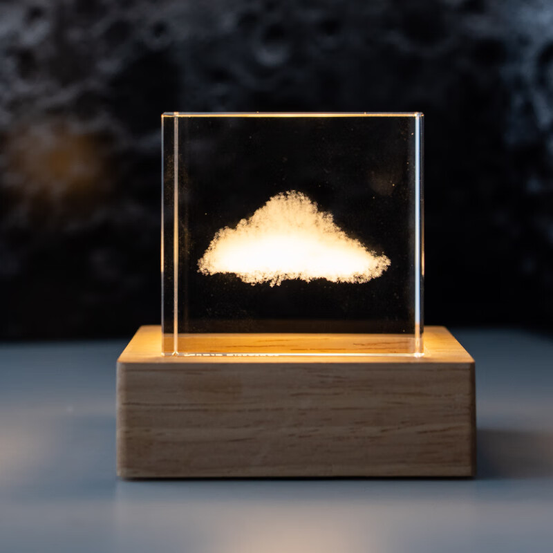 奇妙云朵云立方创意摆件 大号6厘米 充电版亮度可调  女神节礼物 企业定 淡积云6cm+底座