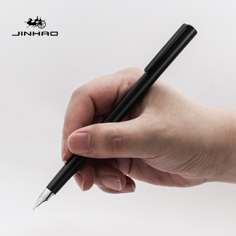 金豪（Jinhao） 65银色全钢钢笔学生男女练字笔签字笔商务定制刻字可换墨囊元旦春节新年开学礼物 黑色 EF尖