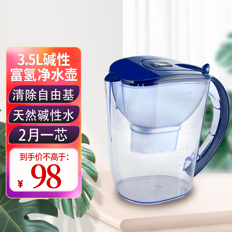 蓝盾 净水器家用富氢碱性滤水壶自来水过滤器饮水机直饮杯软龙头滤芯
