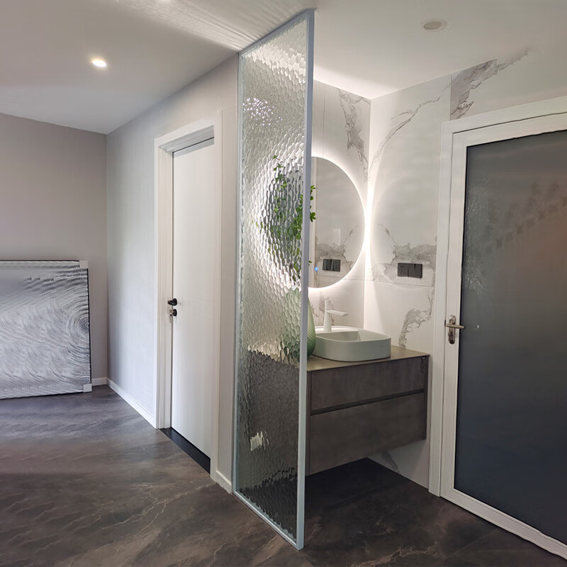 阳台隔断 水立方钢化压花玻璃屏风隔断定制客厅入户玄关洗手台卫生间