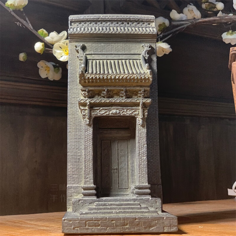雅空千色集中式家居装饰徽派砖雕门楼小摆件书立鱼缸造景场景道具拍照