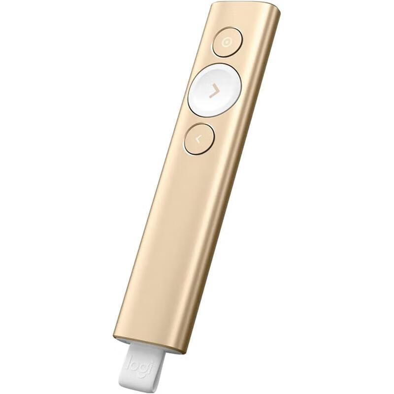 羅技（Logitech）【JD物流 日本直郵】羅技（Logitech）無(wú)線(xiàn)演示遙控器 翻頁(yè)筆 演講筆多媒體遙控PPT商務(wù)翻頁(yè)筆激光 R1000GD【金色】