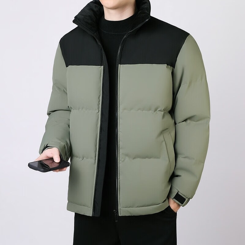 卡柏奇棉服男秋冬加厚保暖面包服外套 浅军绿 S
