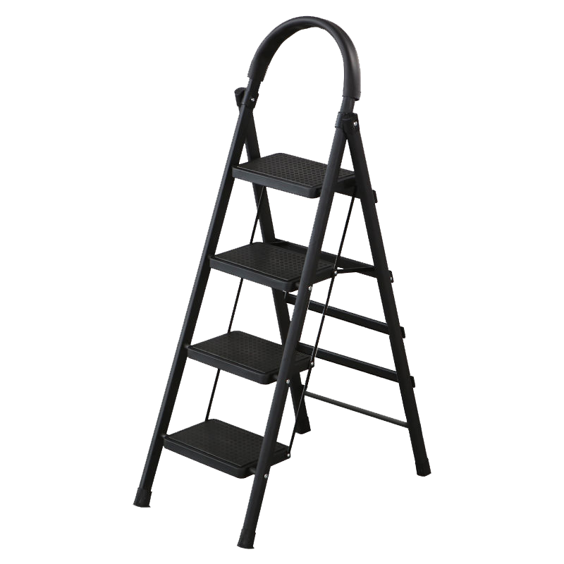 工来工往梯子家用人字梯折叠梯子楼梯多功能梯子登高梯室内梯子爬梯合梯家用扶梯踏步梯四步梯 经典黑四步梯子