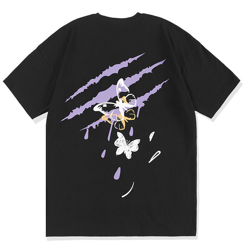 wvga suamoment抓痕一代血爪双重蝴蝶短袖潮流牌体恤半袖情侣装t恤