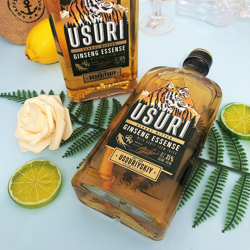 酒 usuri牌虎头配制酒酊酒 烈性酒水 蜜酊酒500ml*1瓶(35度带人参根)