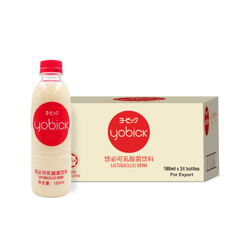 悠必可（Yobick）日本品牌原味乳酸菌酸奶饮品180mlx24瓶整箱家庭装 聚会办公室下午茶