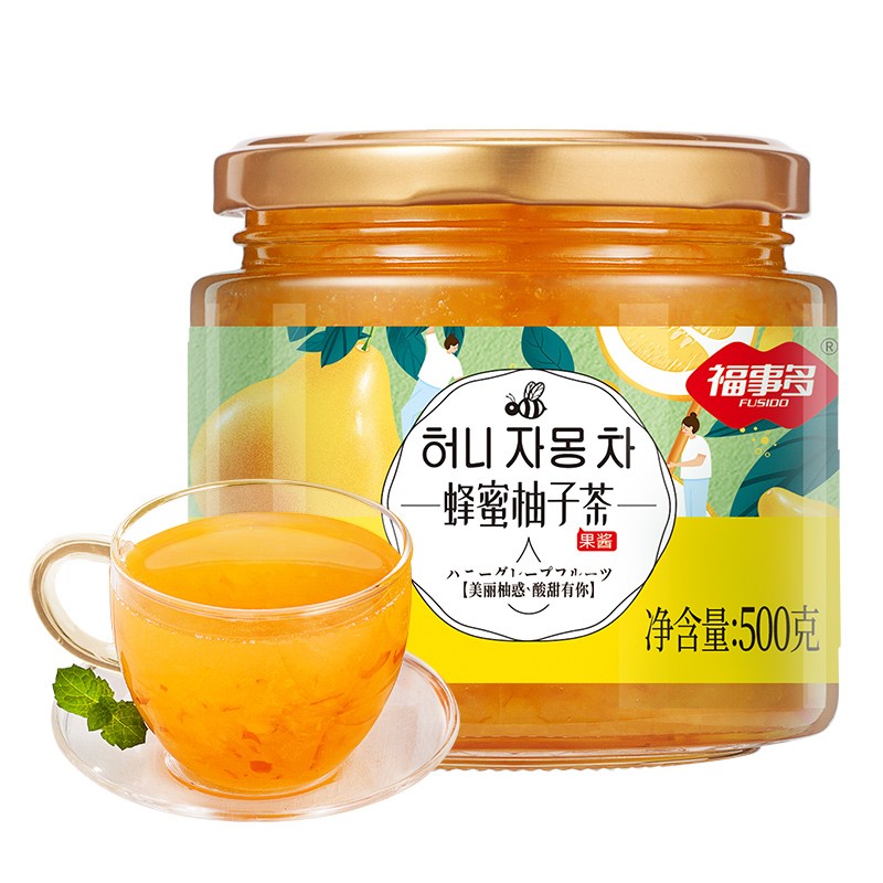 福事多酱果茶泡水冲饮蜜炼果酱水果茶饮品果汁饮料冷热冲调 蜂蜜柚子茶500g